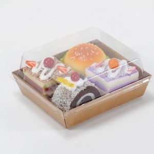 Burrito Baco Wrap Box Transparent Square Sandwich Box Puff Cake Packing Boxes Plast Engång Food Container QW9191