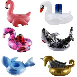 Inflatable swim tube for Drink Cup Holder Flamingo animal Shaped floating drinking coaster swim pool Floats Mattres water Pool ring Toys