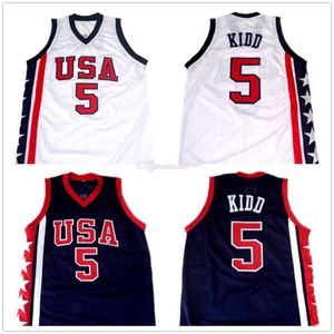 JJASON Kidd # 5 Team USA Retro Koszykówka Jersey Męskie Szyte Niestandardowe Nazwa Nazwa Koszulki Najwyższa jakość