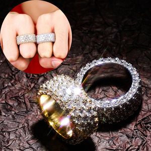 Spersonalizowane Złoto Białe Złoto Bling Lovers Diament Iced Out Finger Pierścień Pasek Kubiczny Cyrkonia Hip Hop Rings Zaręczynowy dla par