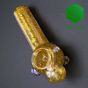 Tubo De Mão De Vidro Com Líquido de Glicerina Dentro L = 110mm Misturado Collor Bong De Quartzo Água Bong Prego Plataformas De Petróleo