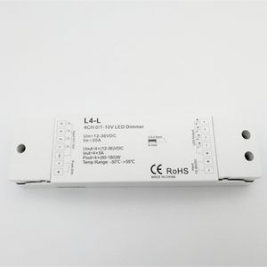 L4-L 4チャンネル4CH 0/1-10V LED調光ドライバーDC 12-36V 24V 4CH、5A/CH 4 X（60-180）WプッシュディムPWM定数電圧出力
