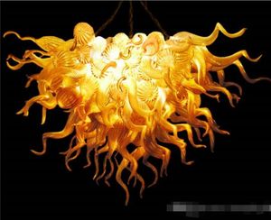 Home Lobby Modern Design Amber Chandelier Lamp LED Saving Light Source Style Murano Glass Vintage Chandeliers Lighting