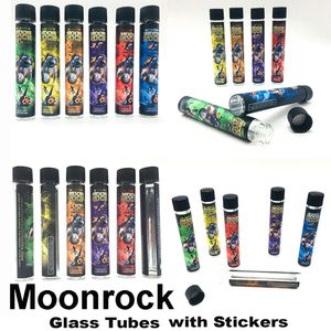 Moonrock Glass Tubes DANKWOODS Pre roll Packaging Container Bottle Empty Rolling Paper Tube Stickers Labels Smoking Concerntrate package E-cigarette