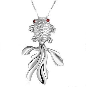 choucong Classic Jewelry Fish Style Lady's 925 Sterling Silver Red Cz Pendant + Gift Box