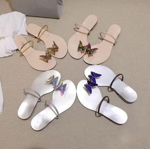 Summer Flip Flops Bowtie Sandy Beach Rhinestone Flats utomhus tofflor för kvinnor Ny stil sandaler