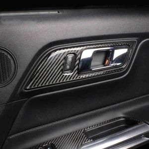 Carbon Fiber Sticker Interior Door Handles Door Bowl Decorative Cover Trim Car Styling For Ford Mustang 2015-2019 Auto Accessories