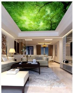 Verde antigos árvore 3D teto mural teto Murais de arte Pintura Sala Quarto Teto de Fundo Wallpaper