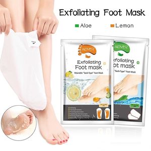 Zitronen-Aloe-Peeling-Fußmaske, Silikon-Fersenschutzsocken, abziehen, abgestorbene Haut entfernen, Fußpflege, Fuß-Spa-Behandlungen, 2 Stück = 1 Paar, 54 g