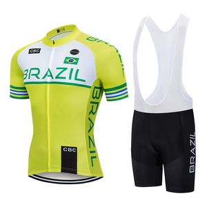 2024 Pro Tour Team Team Brazil Cycling Jersey Set Bicycle Maillot treasable Mtb Quick Dry Bike Clothing Ropa ciclismo gel pad