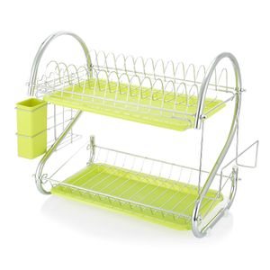 Rostfritt Carbon Steel Porslåda Storage Rack Dubbel Layer Skärbräda