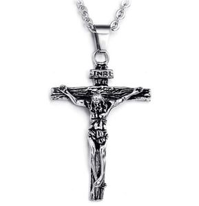 Fashion-Steel Jesus Christian Cross Crucifix Pendant Necklace Hip Hop Jewelry for Men Pendant Designer Jewelry Christmas Gift