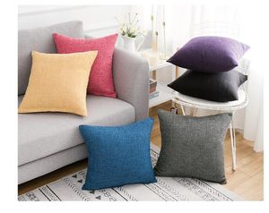 Tipos de simples cor sólida de bambu almofada linha de cânhamo fronha travesseiro pode ser personalizado make design de logotipo Praça Pillow caso da tampa 42x42cm