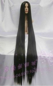 Popular Extra Long black Cosplay Wig 60 inch High Temp 150cm