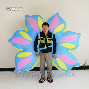 Parade Performance Colorful Inflatable Wings Costume 2m Walking Blow Up Flower-shaped Tail Suit For Nightclub Party Show