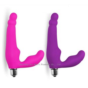 Trägerloser Strapon Silikondildo Vibrator Prostatamassagegerät Lesben Trägerloser Strap On Dong Penis Sexspielzeug für Frauen Y191017