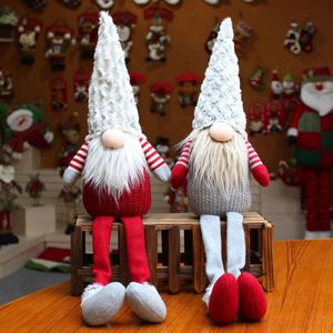Weihnachtsmann mit langem Bein, schwedischer Weihnachtszwerg, Plüschpuppe, Ornamente, handgefertigtes Spielzeug E65B