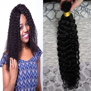 100pcs / embalar prego Curly queratina Cápsulas Humano Cabelo Fusão I Dica máquina feita Remy Pré Bonded Hair Extension 16