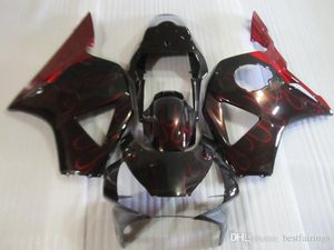 Novas feiras definidas para Honda CBR900RR 2002 2003 CBR954 Black Red Flames Kit 02 03 CBR954RR CBR 954RR SA22