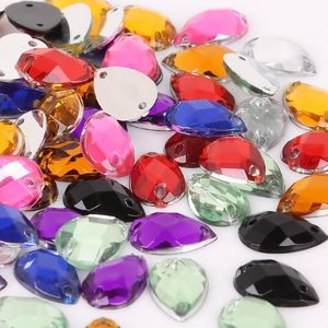 500pcs 8*13mm Sewing Flatback Rhinestones Horse Eye Acrylic Beads Sew On Strass Crystal Stones For DIY Clothes Decoration