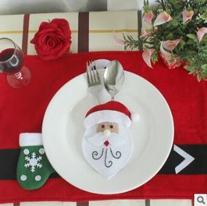 6スタイルクリスマスクリスマステーブルウェア装飾サンタクロースセットナイフとフォークホルダーカトラリーバッグクリスマスデスクトップデコレーション70ピース