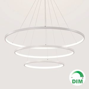 柔らかい照明器具のスタイリッシュな現代LEDシャンデリアライト白黒黒環状の円形のリングLED屋内のためのワイヤーランプ
