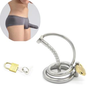 Aço Inoxidável masculino Dispositivo de Castidade Masculino Cinto Com Gaiola Bloqueável Gaiola Anéis de Pênis Com Plugue Uretral Cateter Restrição Bondage Brinquedos SH190727