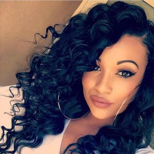 Långt mänskligt hår peruk lös våg fronten 13 * 6 13 * 4 Lacefrontal VirginHair Wigfor Black Woman