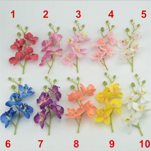 Wholesale-Mini 17cm Artificial Silk Butterfly Orchid Flowers Bouquet With Peduncle Living Room Coffee Dining Table Arrangements Flower