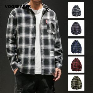 Estilo de rua de streetwear homens soltos moda xirtas de hip hop de tamanho coreano de tamanho coreano para baixo de manga longa casual camisa 4xl 5xl