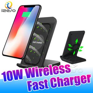 For iPhone 11 Pro Fast Wireless Charger 10W Qi Standard Quick Charging Pad Phone Holder for Samsung Galaxy S10 with Retail Packaging izeso