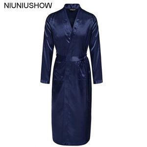 Lacivert Çin Erkekler Ipek Rayon Robe Yaz Rahat Pijama V Yaka Kimono Yukata Hamamı Boyutu S M L XL XXL