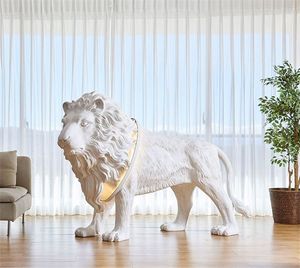 Moderne Creative Design Hars Lion Standard Floor Lamp Hotel Woonkamer Home Decor Fixture FA010