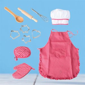 11pcs Chef Set protecção completa Nontoxic leve e durável Suit Cozinha Playset para crianças Jogando cozinha que cozinha Aprendizagem Avental