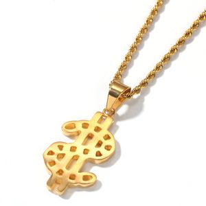 Mode – Diamant-Edelstahl-US-Dollar-Symbol-Anhänger, kubanische Halskette für Männer, Hip-Hop-Rapper-Ketten, Schmuck, Geschenke für Männer zum Verkauf