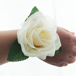 6st/parti Silk Rose Head Wedding Party Brud Decoration Rose Flower Bridesmaids Wrist Corsages Wreath Hea