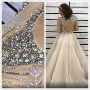 Aso Ebi 2020 Arabic Luxurious Backless Sexy Evening Beaded Crystals Prom Dresses Sheer Neck Formal Party Second Reception Gowns ZJ66