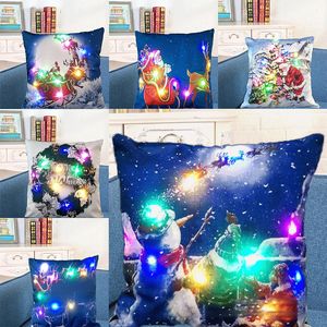 LED-Licht Leuchtender Kissenbezug Leinen Kissenbezüge Kissenbezug Weihnachten WEIHNACHTEN Kissenbezug Home Sofa Auto Dekor WX9-1506