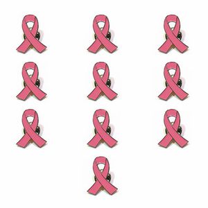 10pcs/lot Womens Jewelry Enamel Ribbon Brooch Pins Surviving Breast Cancer Awareness Hope Lapel Buttons Badges