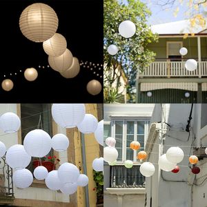 30 sztuk 4-12inch biały papierowe latarnie Chiński Lanterne Papier Lampion Wedding Babyshower Party Halloween Wiszące DIY Decor Favor