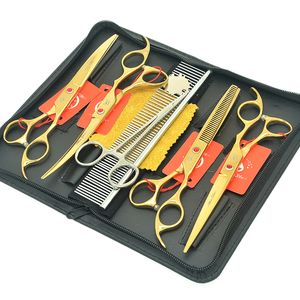 Meisha 7,0 Zoll Professionelle Haustiere Schere Set für Hundepflege Tiere Haarschneidwerkzeuge Puppy Gebogene Schere Kamm Kits HB0217