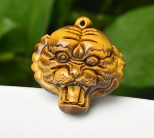 Naturlig tiger Eye Stone Tiger Head Pendant / Trä Stone Tiger Head Hänge Lucky Gift