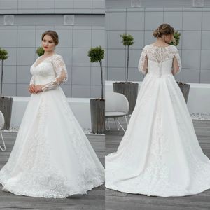 2020 Plus Size Böhmische Hochzeit V-Ausschnitt Applizierte Lange Ärmel Strand Brautkleider Rüschen Sweep Zug Nach Maß Abiti Da Sposa