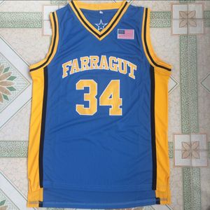 34 Kevin Garnett Jersey Farragut Academy High School Jersey College Jerseys Blue 스티치 스포츠 셔츠 최고 품질!