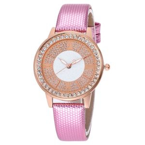 Новые блестящие алмазов цыганки дамы розовое золото платье кожа часы оптом 2020 отдыха женские кварцевые наручные часы подарочные