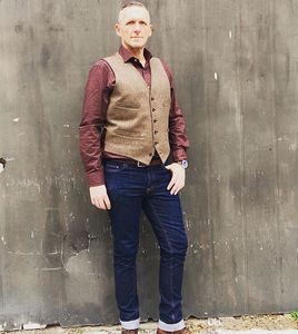 2020 Country Farm Herringbone Lã Tweed Coletes Slim Fit casamento Vest Men Suit Terno do casamento Goomsmen Coletes estilo britânico por Homens Plus Size