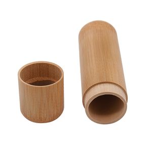 Miljövänlig burk bärbar te kapsel Lid handgjord naturlig behållare rund bambu naturlig förvaringslåda hållare LX2717