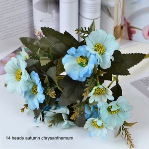 5 pcs/lot Artificial silk flower autumn chrysanthemum small cherry blossom azalea fake flowers wedding decor home office decoration garden