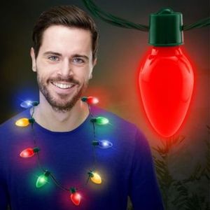 LED Light Up Christmas Bulb Necklace Glowing Party Favors for Adults or Kids Holiday Party Decoration