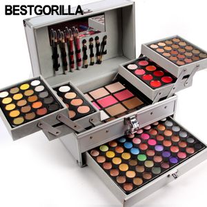 Das professionelle Make-up-Set von Hot Miss Rose in einer Aluminiumbox mit drei Schichten enthält Glitzer-Lidschatten, Lipgloss und Rouge für Maskenbildner